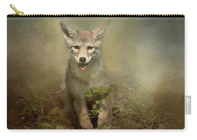 Coyote Zip Pouch featuring the digital art The Littlest Pack Member by Nicole Wilde