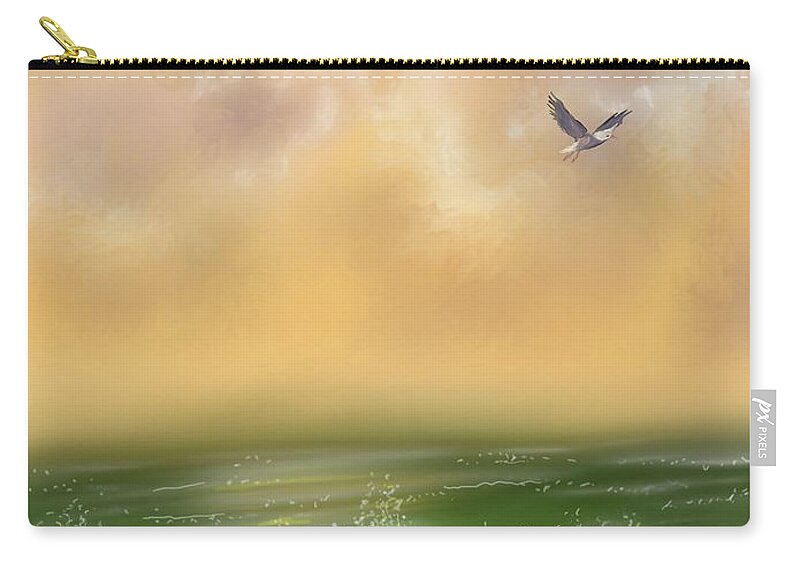 Lonely Zip Pouch featuring the digital art The lone bird by Darren Cannell