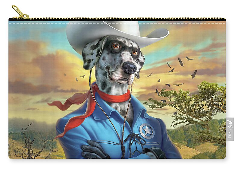 Dog Carry-all Pouch featuring the digital art The Lone Dalmatian by Mark Fredrickson