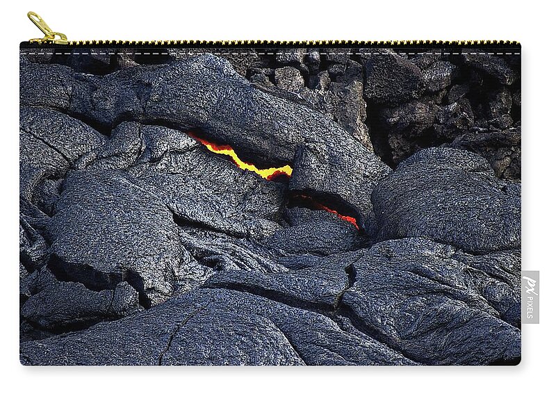 Volcano Zip Pouch featuring the photograph The lurking flame by Christopher Mathews