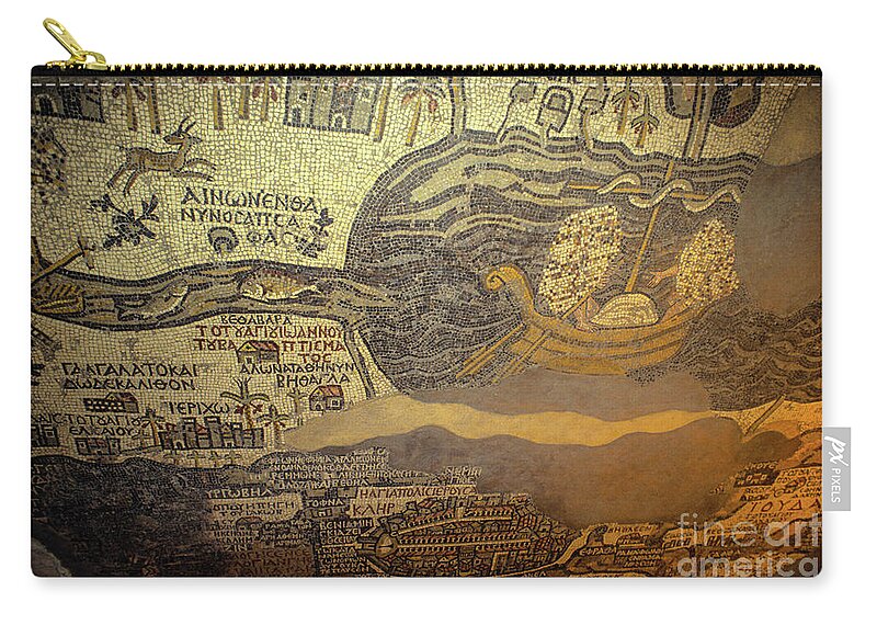 Madaba Map Zip Pouch featuring the photograph The Madaba Map s1 by Eyal Bartov