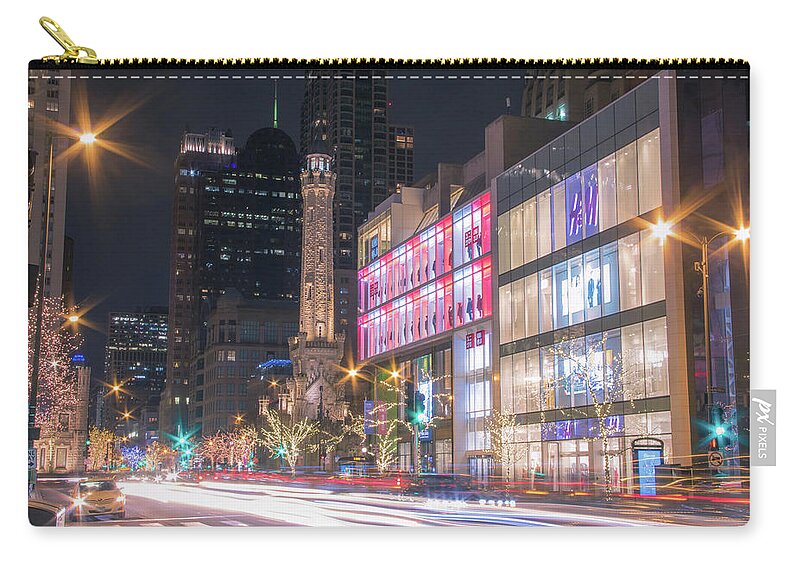 Chicago Zip Pouch featuring the photograph The Magnificent Mile at night #1 by Jay Smith