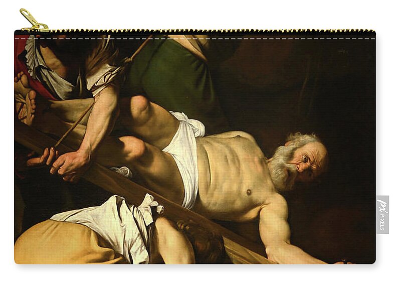 Martyrdom Zip Pouch featuring the painting The Martyrdom of Saint Peter by Michelangelo Merisi da Caravaggio