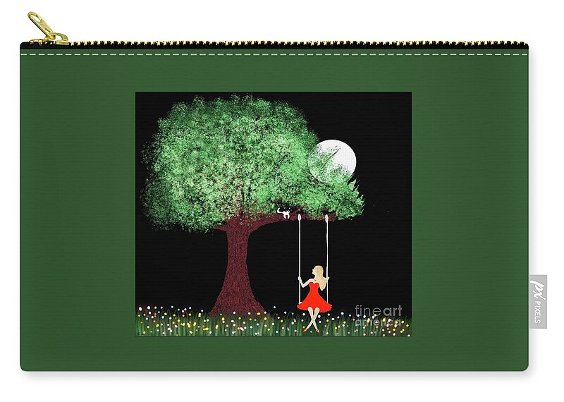 Moon Zip Pouch featuring the digital art The midnight swing by Elaine Hayward