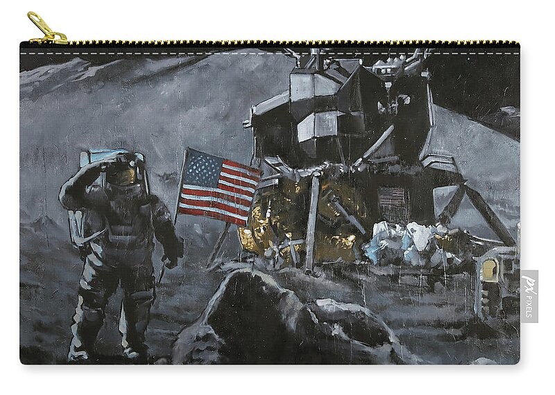 Moon Zip Pouch featuring the painting The Moon Visitor by Sv Bell