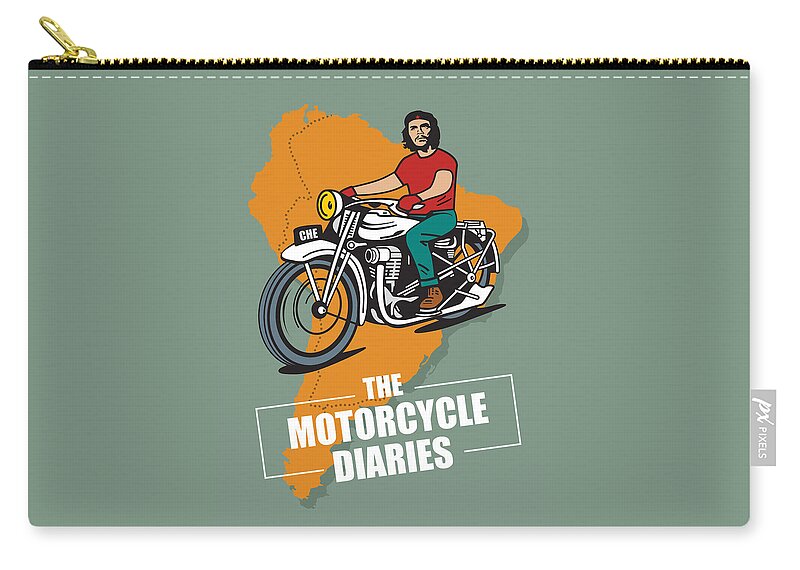Movie Poster Zip Pouch featuring the digital art The Motorcycle Diaries - Alternative Movie Poster by Movie Poster Boy