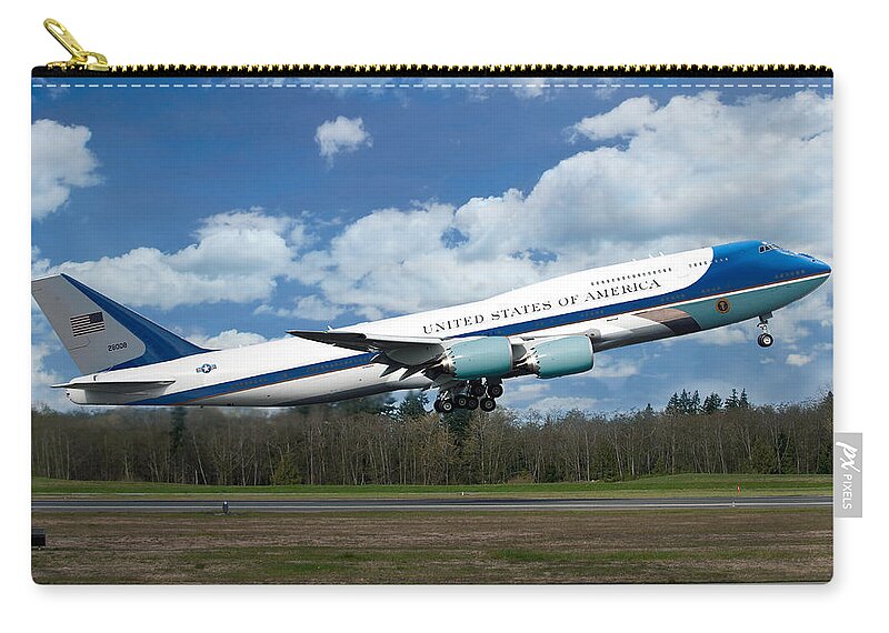 Air Force One Zip Pouch featuring the digital art The New VC-25 Air Force One by Custom Aviation Art