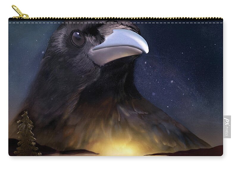 Crow Carry-all Pouch featuring the digital art The Night Watch by Sand And Chi