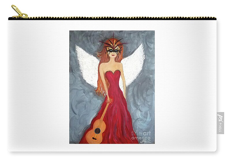 Mask Zip Pouch featuring the painting The Nightingale by Artist Linda Marie