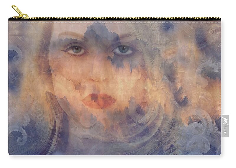 Ocean Abstract Zip Pouch featuring the digital art The Ocean Storms Inside of Me by Marilyn MacCrakin
