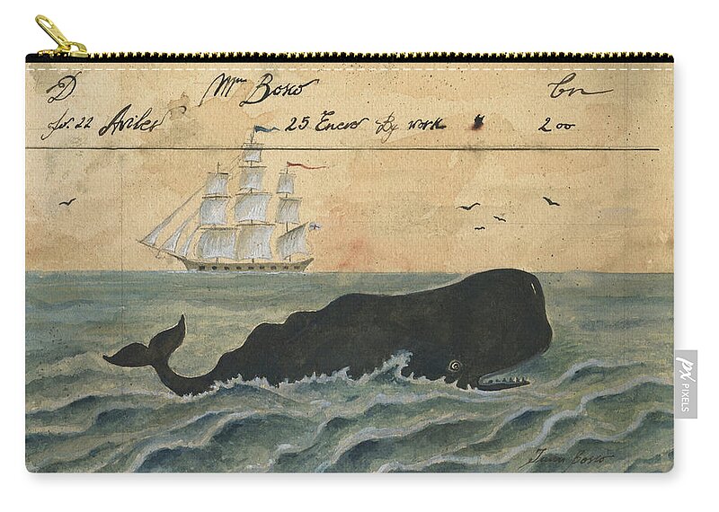 Black Whale Watercolor Zip Pouch featuring the painting The original black whale by Juan Bosco
