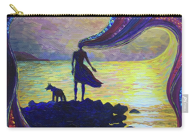 Russian Artists New Wave Zip Pouch featuring the painting The Outer is Manifestation of The Inner by Alina Malykhina