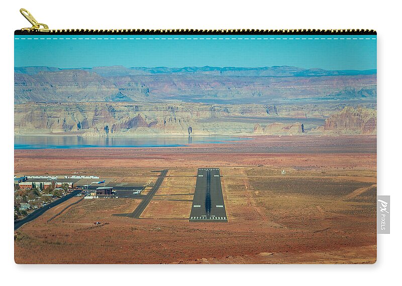 Page Arizona Airport Flight Flying Cliffs Runway Landscape Colorful Lake Powell Vermillion Cliffs Kpga Fstop101 Zip Pouch featuring the photograph The Page, Az airport runway by Geno Lee