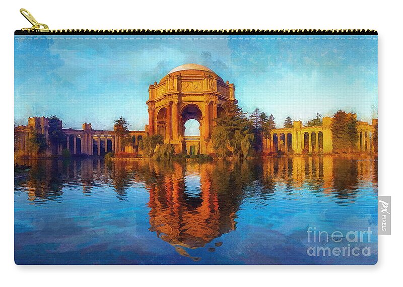 The Palace Of Fine Arts Zip Pouch featuring the digital art The Palace of Fine Arts, SF by Jerzy Czyz