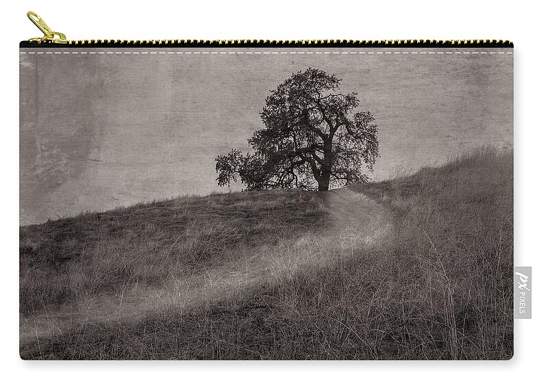 Lone Tree Zip Pouch featuring the photograph The path to the lone tree on a hill by Alessandra RC