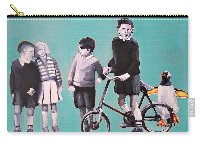 Children Zip Pouch featuring the painting The Penguin Club by Jean Cormier