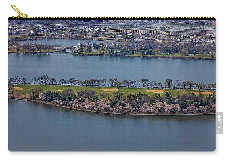 Washington Zip Pouch featuring the photograph The Pentagon Aerial by Susan Candelario