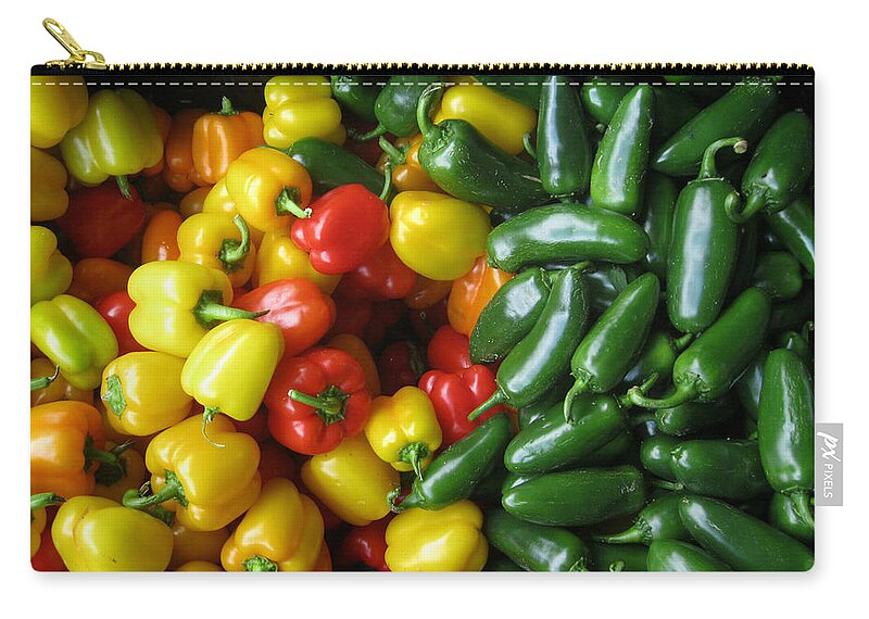 Red Bell Peppers Zip Pouch featuring the photograph The Pepper Fight by David Zimmerman