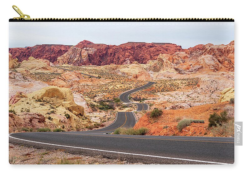Nevada Zip Pouch featuring the photograph The Perfect Road by Mary Hone