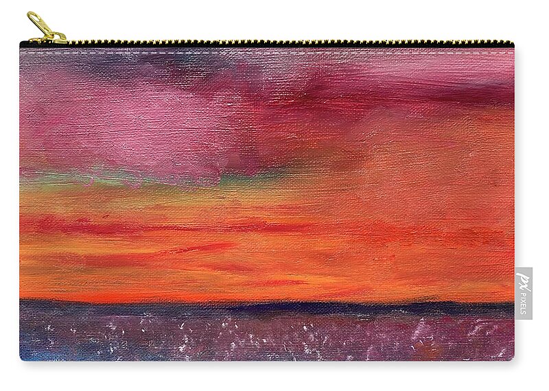 Pink Zip Pouch featuring the painting The Pink Sky by Susan Grunin