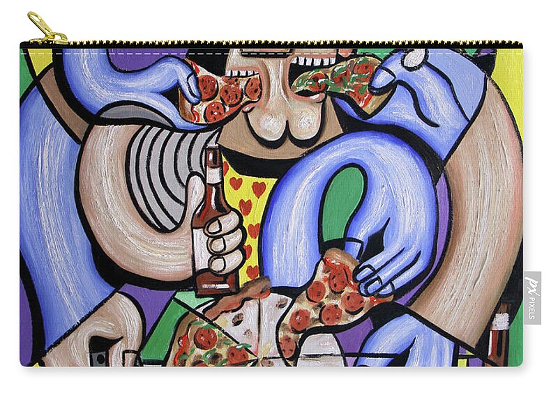 The Pizzaholic Zip Pouch featuring the painting The Pizzaholic by Anthony Falbo