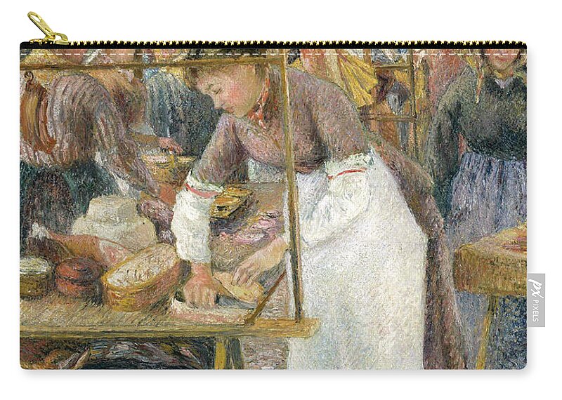 Camille Pissarro Zip Pouch featuring the painting The Pork Butcher by Camille Pissarro