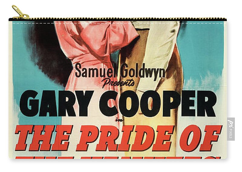 Pride Zip Pouch featuring the mixed media ''The Pride of the Yankees'' poster 1942 by Movie World Posters