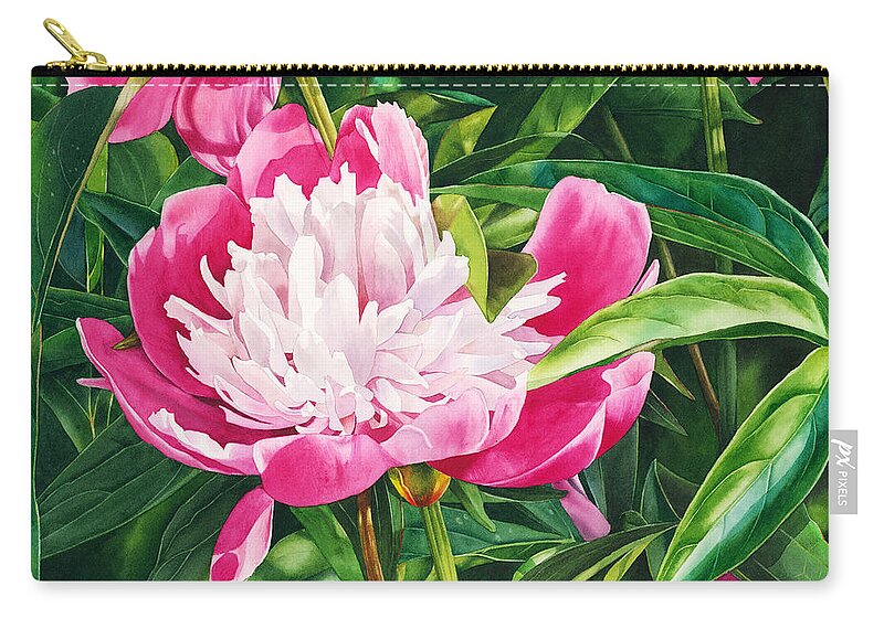 Peony Carry-all Pouch featuring the painting The Queen of the Garden by Espero Art