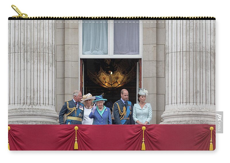 Raf Carry-all Pouch featuring the photograph The Queen waves at the crowds by Andrew Lalchan