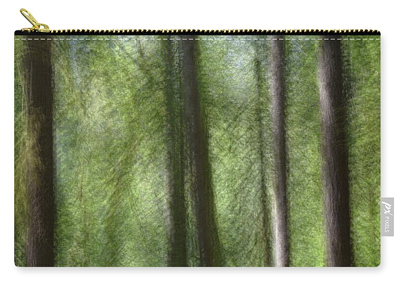 Trees Zip Pouch featuring the digital art The Quiet Forest by Kathy Paynter