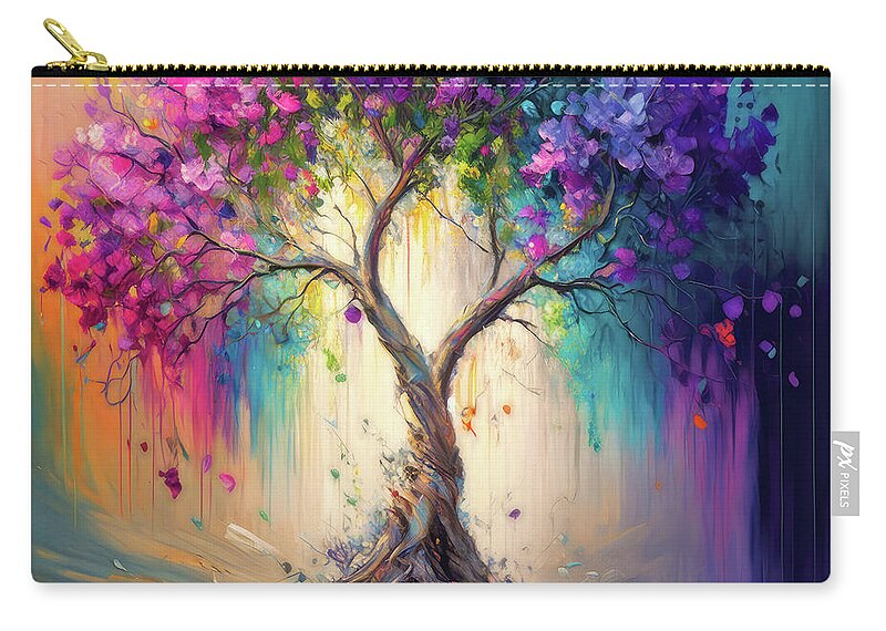 Rainbow Zip Pouch featuring the painting The Rainbow Tree Of Life by Tina LeCour