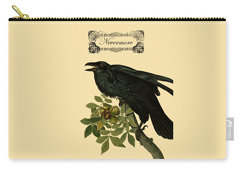 Raven Zip Pouch featuring the digital art The Raven by Madame Memento