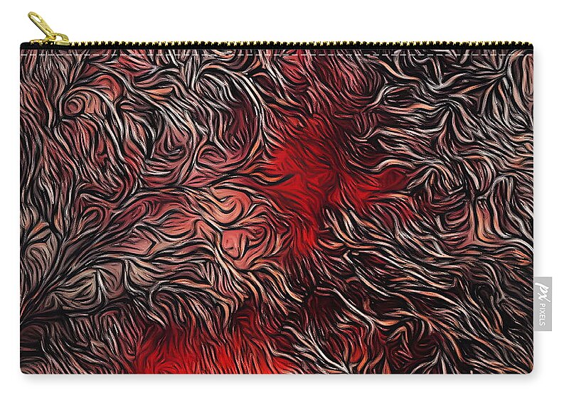 Abstract Art Zip Pouch featuring the painting The Red Forest by Donna Murray