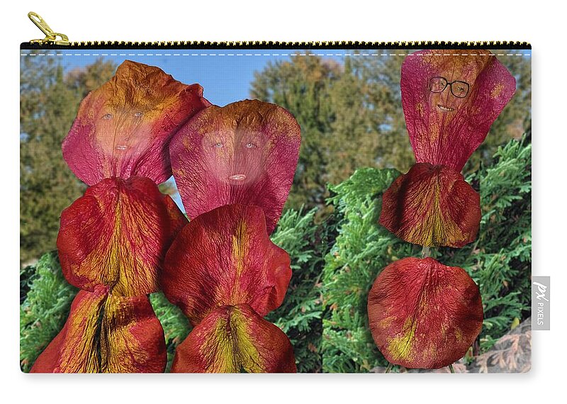 Rose Petals Zip Pouch featuring the digital art The Red Petal Society by Lori Kingston