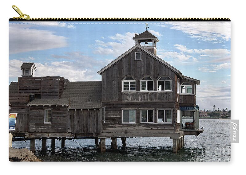 San Diego Carry-all Pouch featuring the digital art The Restaurant On The Bay by Kirt Tisdale