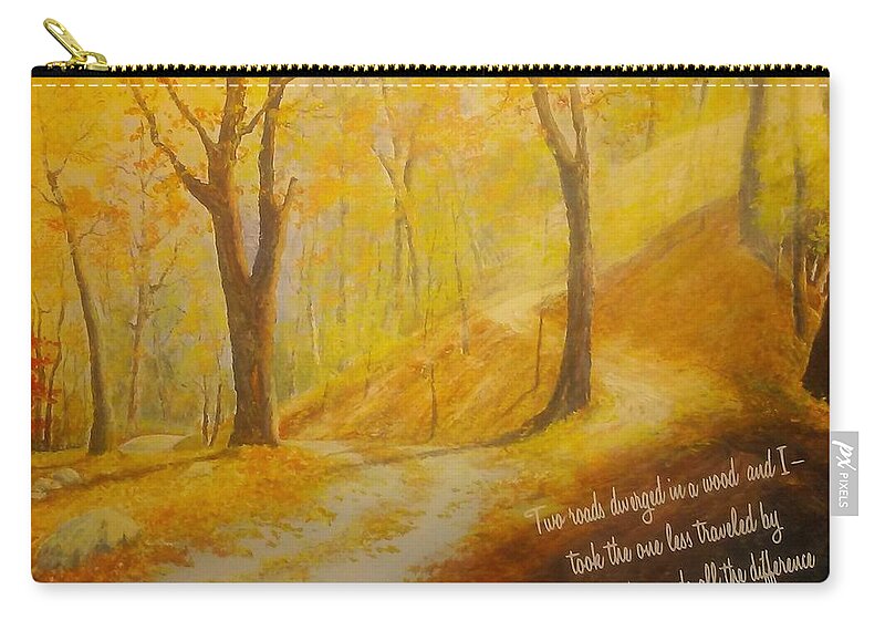 New England Zip Pouch featuring the painting The Road Less Taken by ML McCormick