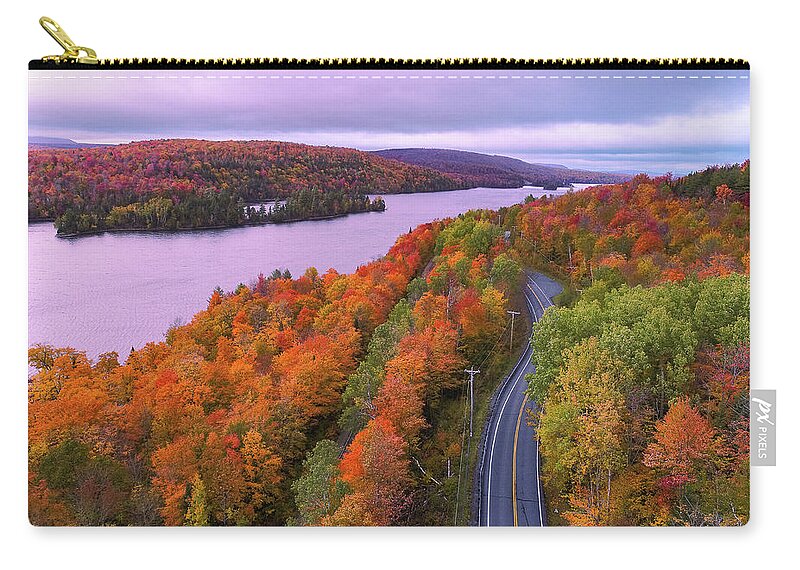 Vermont Zip Pouch featuring the photograph The Road to Norton Pond - October 2018 by John Rowe