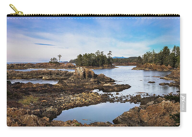 Alex Lyubar Zip Pouch featuring the photograph The Rocky Islands by the Shore by Alex Lyubar