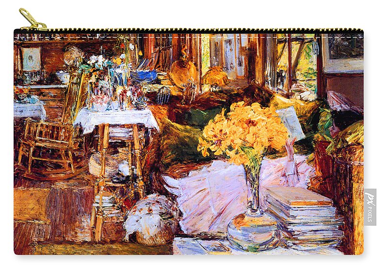 Childe Carry-all Pouch featuring the painting The Room of Flowers 1894 by Frederick Childe Hassam