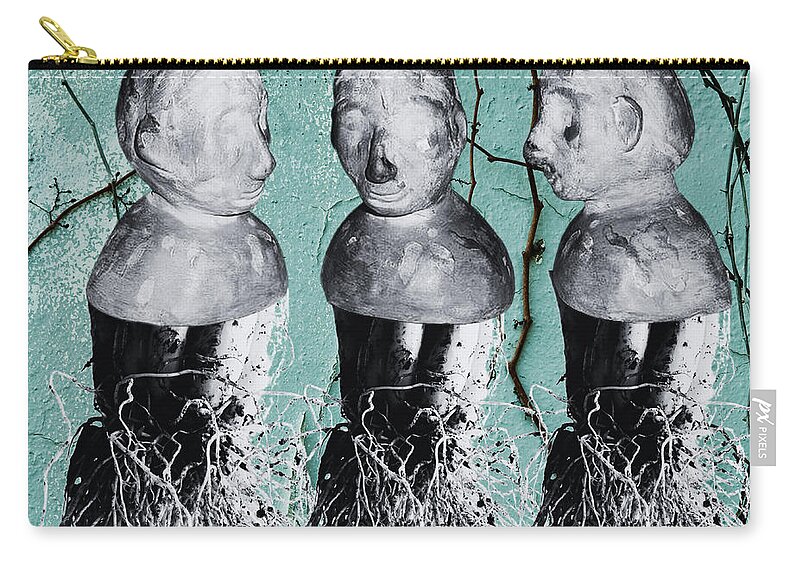 Digital Zip Pouch featuring the digital art The Roots of Man by Cindy's Creative Corner