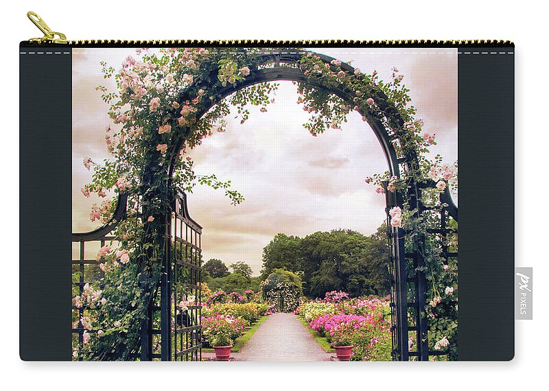 New York Botanical Garden Zip Pouch featuring the photograph The Rose Allee by Jessica Jenney