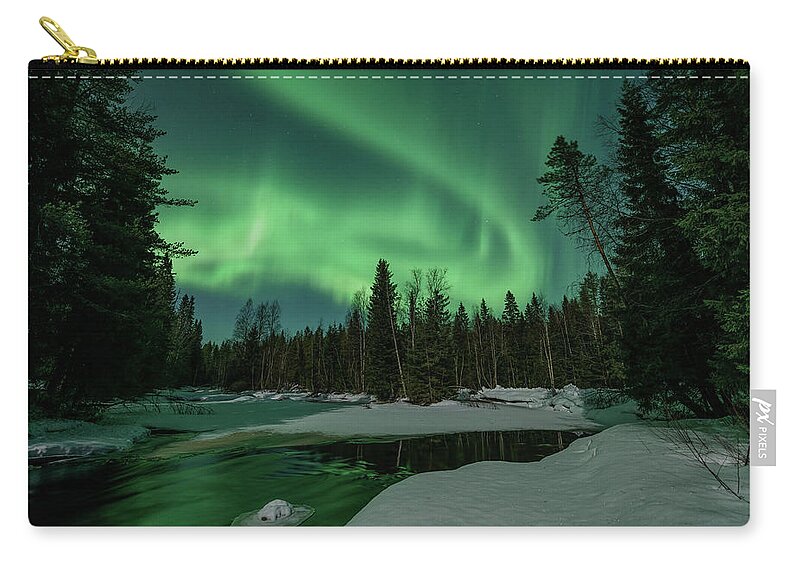 Aurora Borealis Zip Pouch featuring the photograph The rush by Thomas Kast