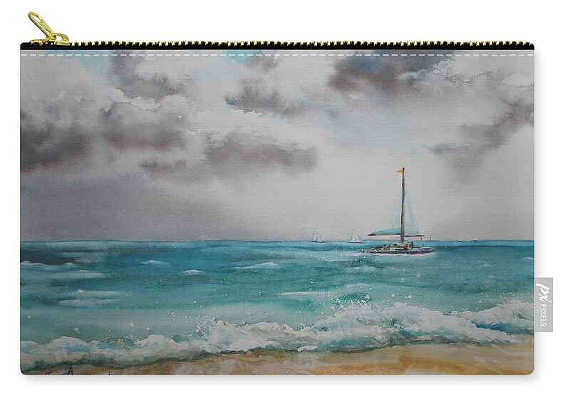 Sailboat Zip Pouch featuring the painting The Sailing Lesson by Ruth Kamenev