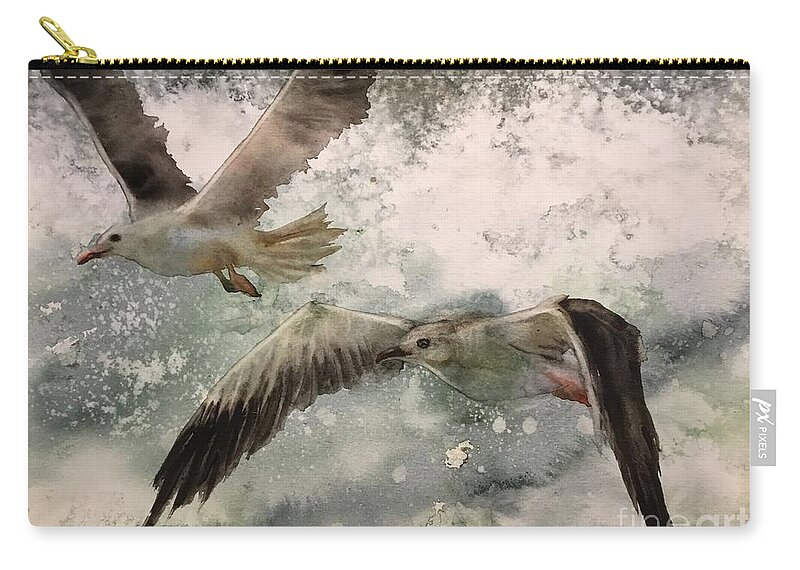 It Is The Transparent Watercolor Painting Carry-all Pouch featuring the painting The seagulls by Han in Huang wong