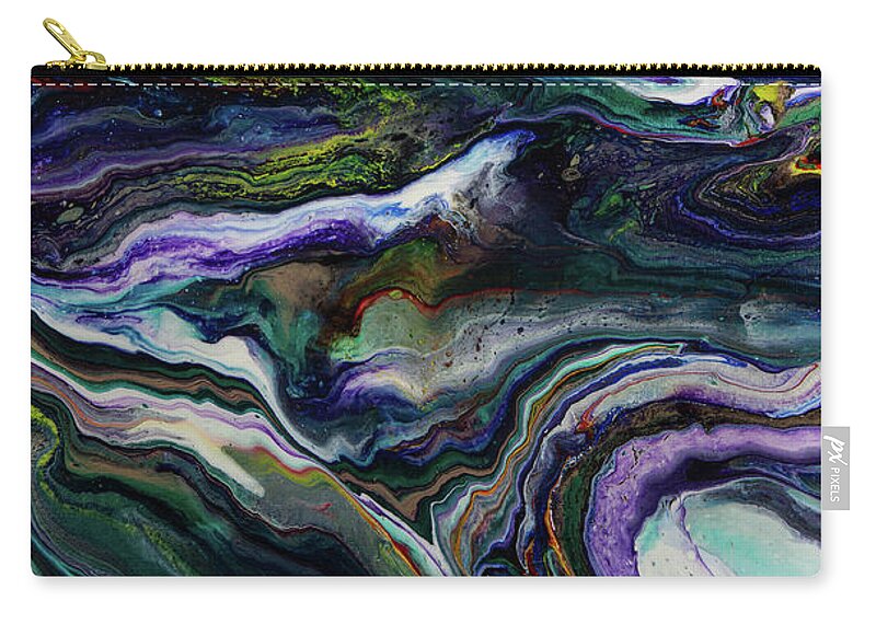 Abstract Zip Pouch featuring the mixed media The Secret Place by Debra Lyons