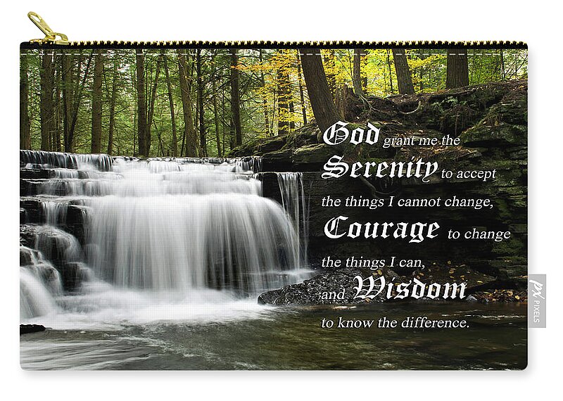 The Serenity Prayer Zip Pouch featuring the photograph The Serenity Prayer by Christina Rollo
