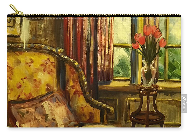 Painting Zip Pouch featuring the painting The Settee by Sherrell Rodgers