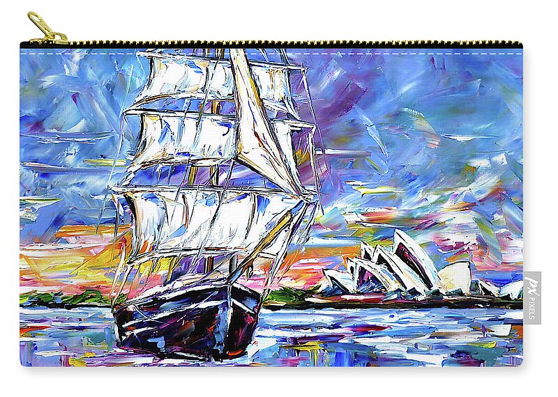 Sydney Opera House Carry-all Pouch featuring the painting The Ship Off Sydney by Mirek Kuzniar