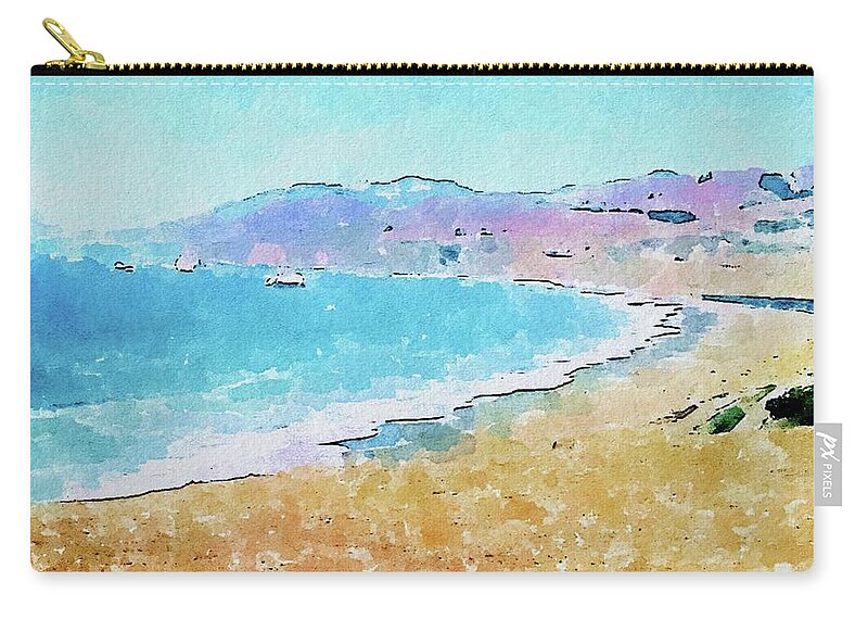 Landscape Zip Pouch featuring the photograph The shore line by Steven Wills