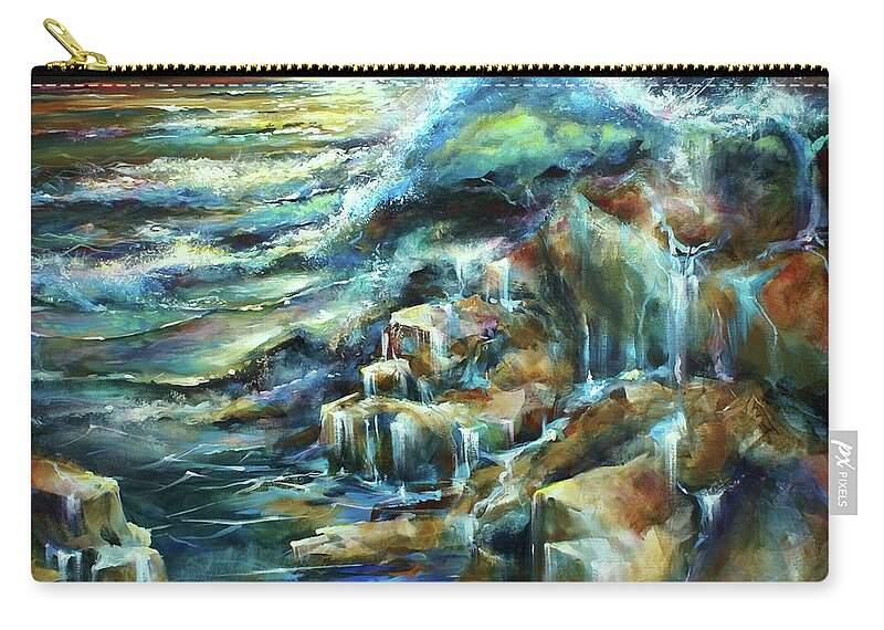 Nautical Zip Pouch featuring the painting The Shoreline by Michael Lang